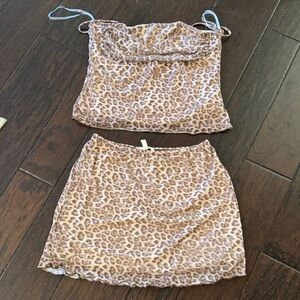 See You Monday Leopard Print Skirt Set